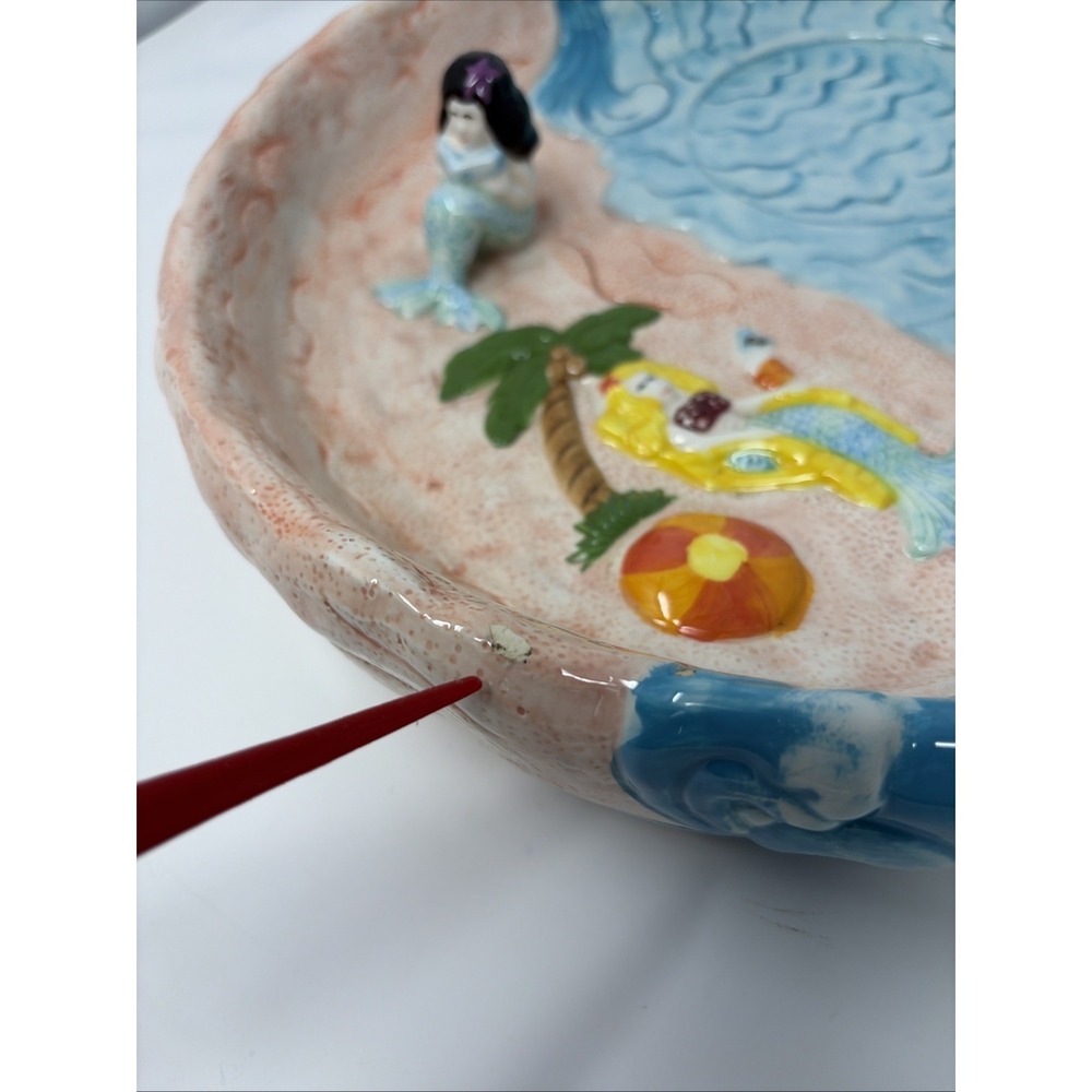 Vintage Mermaids Ceramic Chip& Dip Set 2 Pc Cardinal Inc HandPainted Rare - Picture 4 of 14